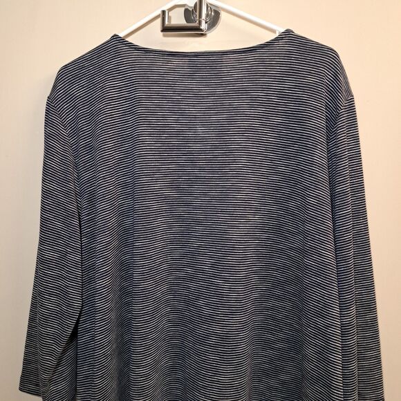 NEW Alfred Dunner Floral Embroidered Tunic Striped Size XL Gray / Indigo - Picture 8 of 9